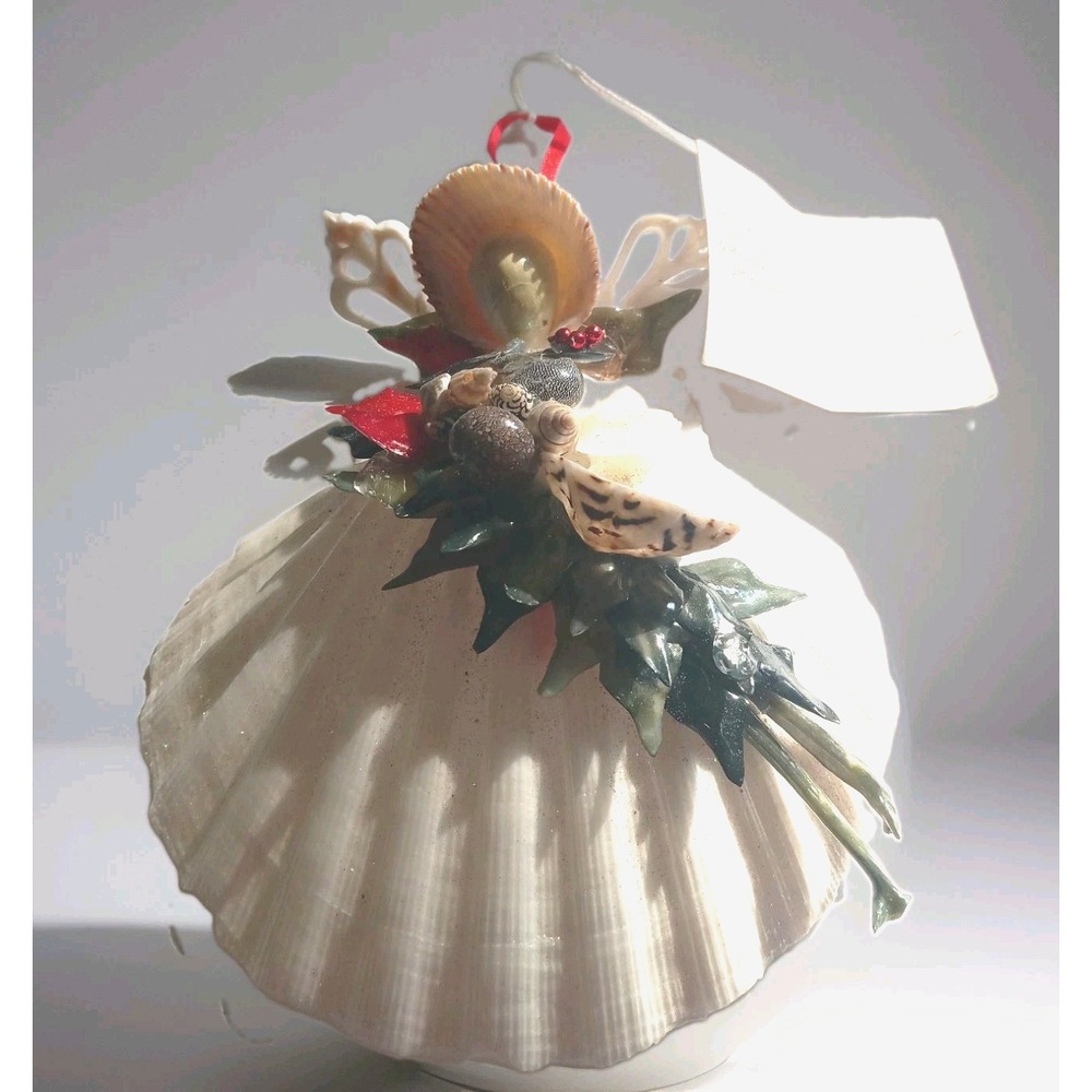 Seashell Angel Christmas Ornament Carother Signed Beach Coastal Decor Cottage